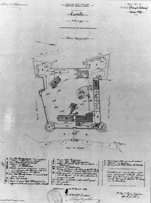 pianta del castello di Crotone 1869