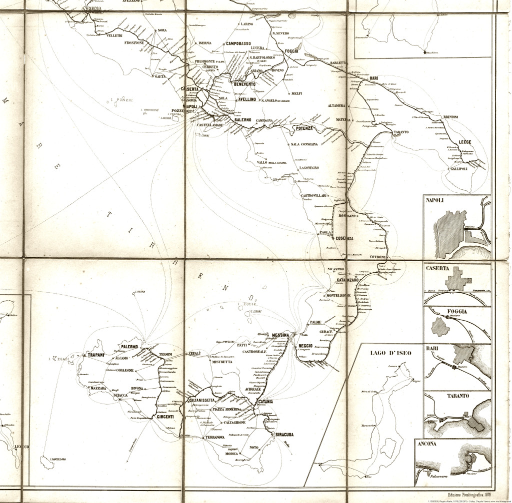 Carta delle ferrovie del regno d'italia 1876